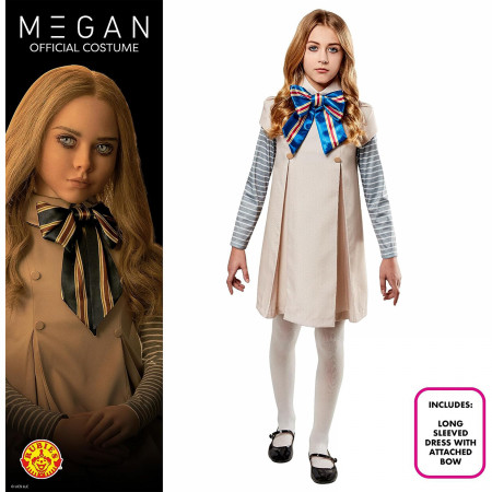 M3gan Megan Girl's Dress and Tights Costume Set